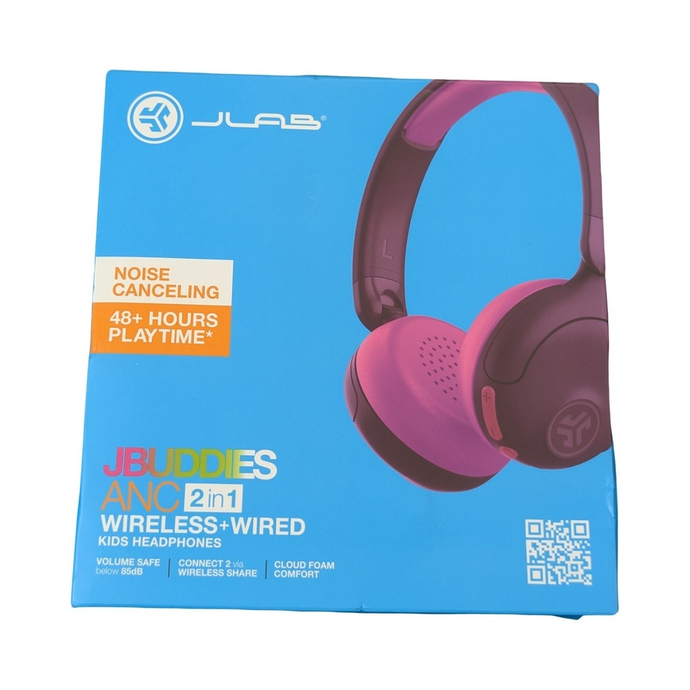 BbN JLab JBuddies Bluetooth Wireless ANC Kids' Headphones - Purple/Pink